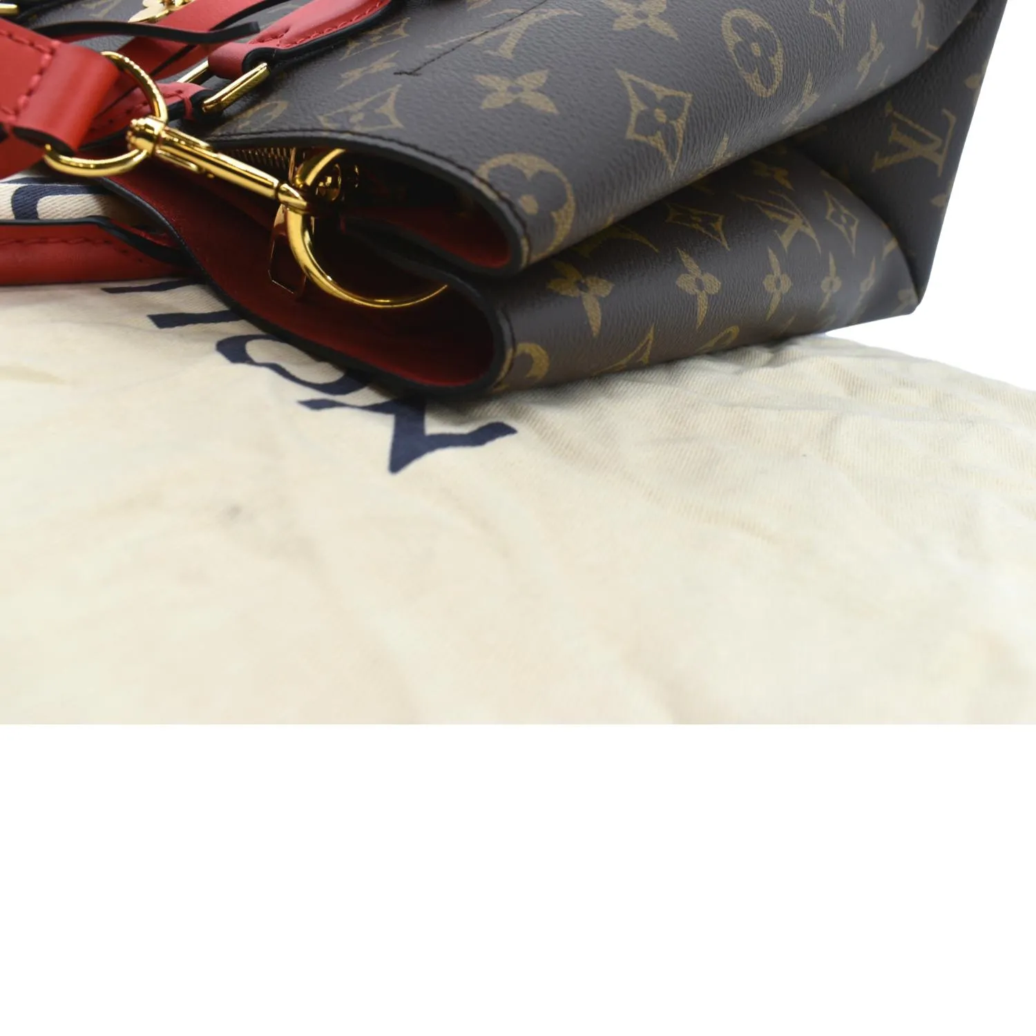 LOUIS VUITTON Flower Monogram Canvas Tote Shoulder Bag Cerise