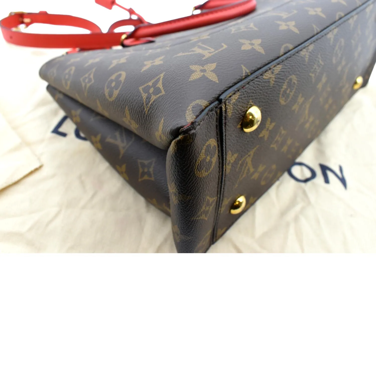 LOUIS VUITTON Flower Monogram Canvas Tote Shoulder Bag Cerise