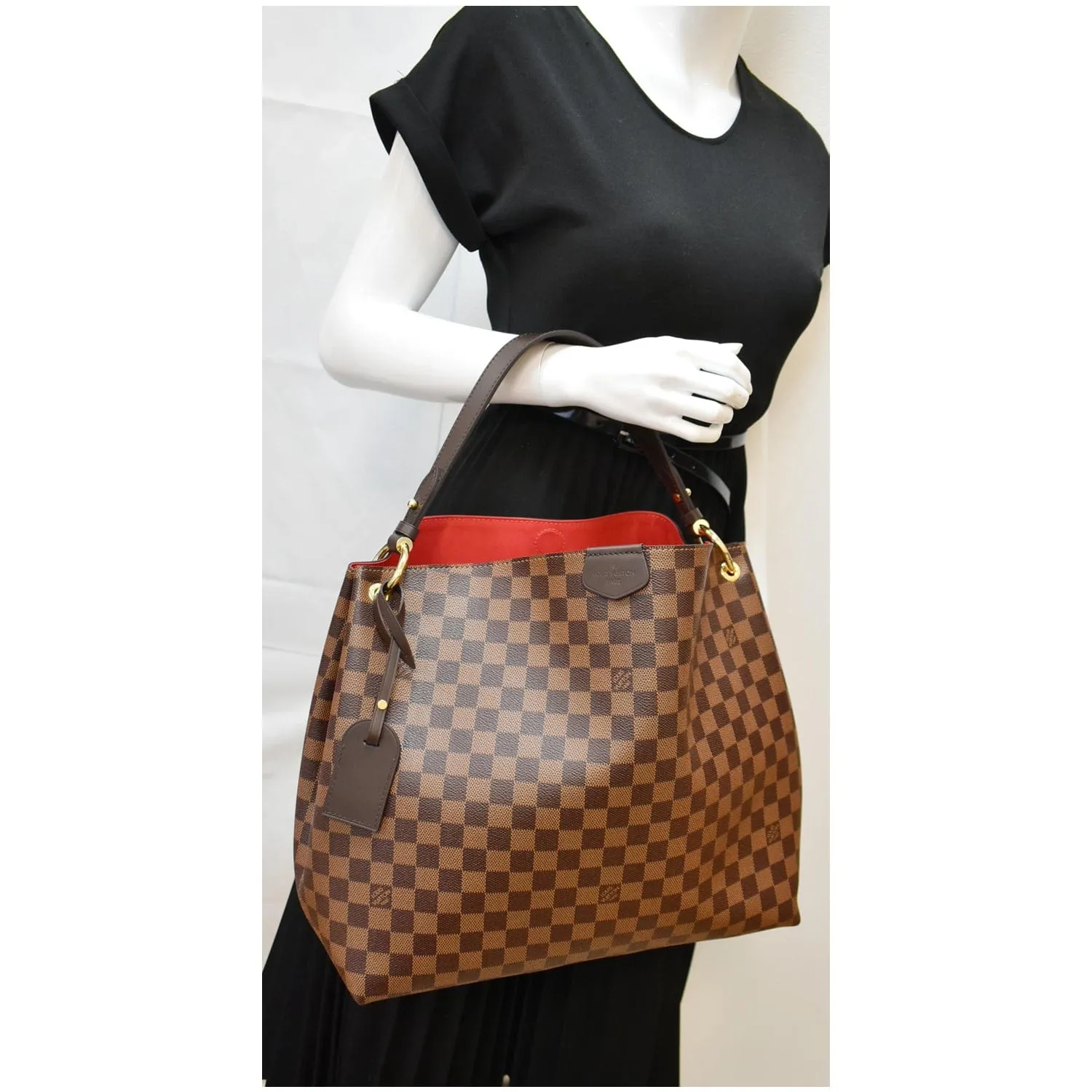 LOUIS VUITTON Graceful MM Damier Ebene Shoulder Bag Brown