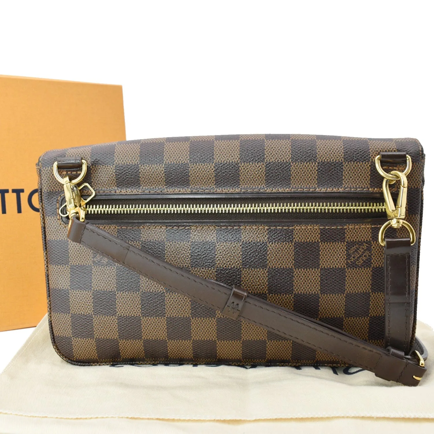 LOUIS VUITTON Hoxton PM Damier Ebene Crossbody Bag Brown
