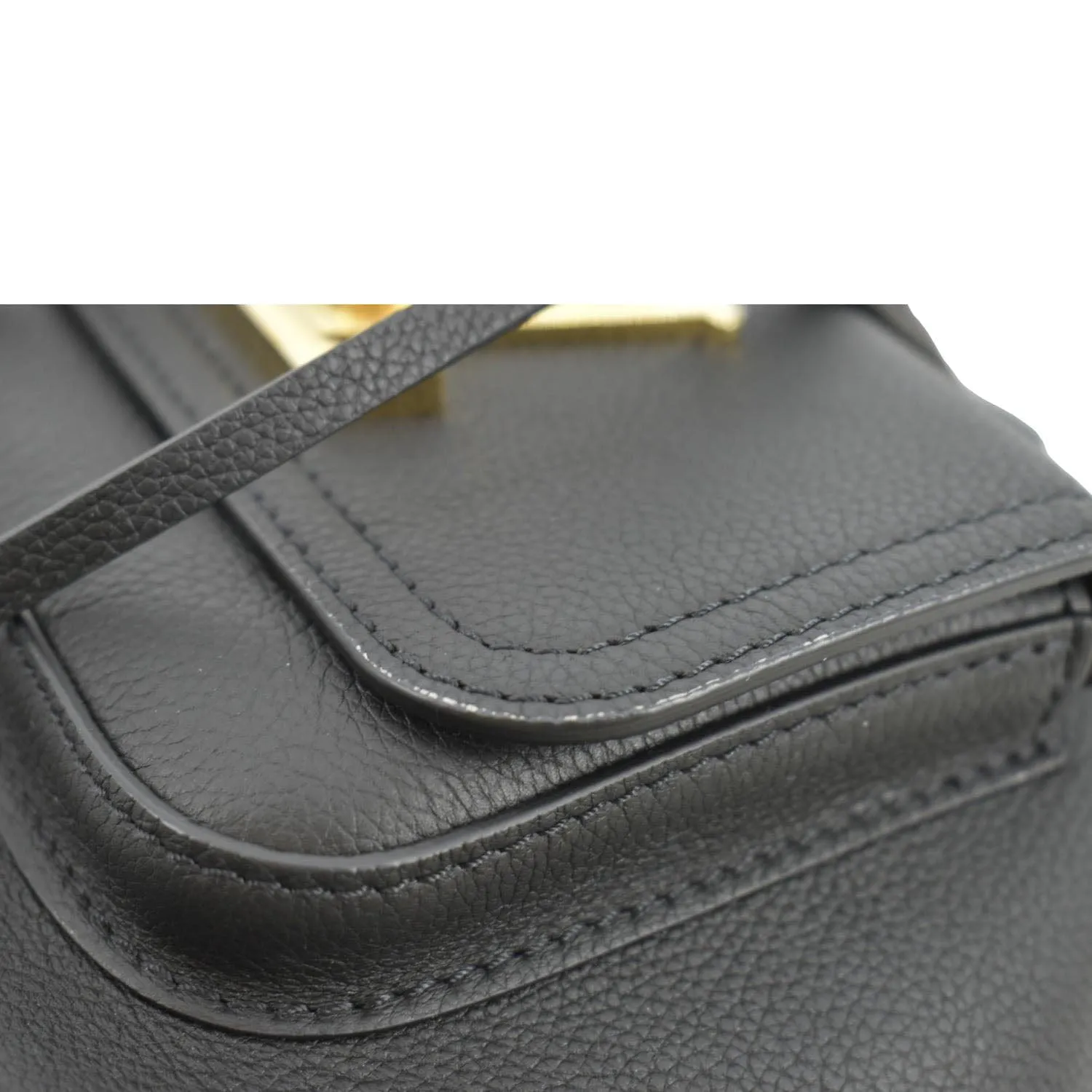 LOUIS VUITTON Lockme Leather Crossbody Bucket Bag Black