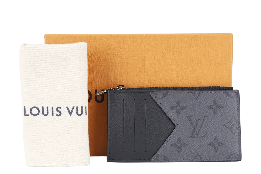 LOUIS VUITTON M69533 COIN CARD HOLDER MONOGRAM ECLIPSE WITH DUST COVER AND BOX