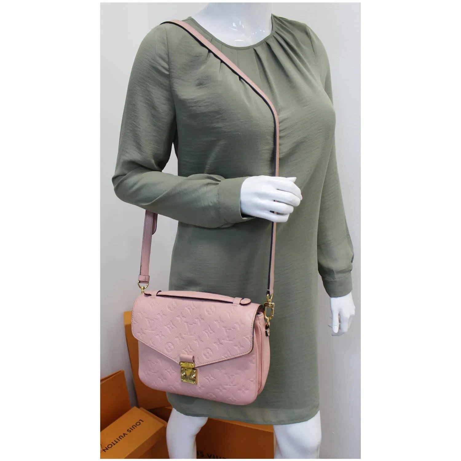 LOUIS VUITTON Metis Pochette Empreinte Leather Crossbody Bag Rose Poudre - 15% OFF
