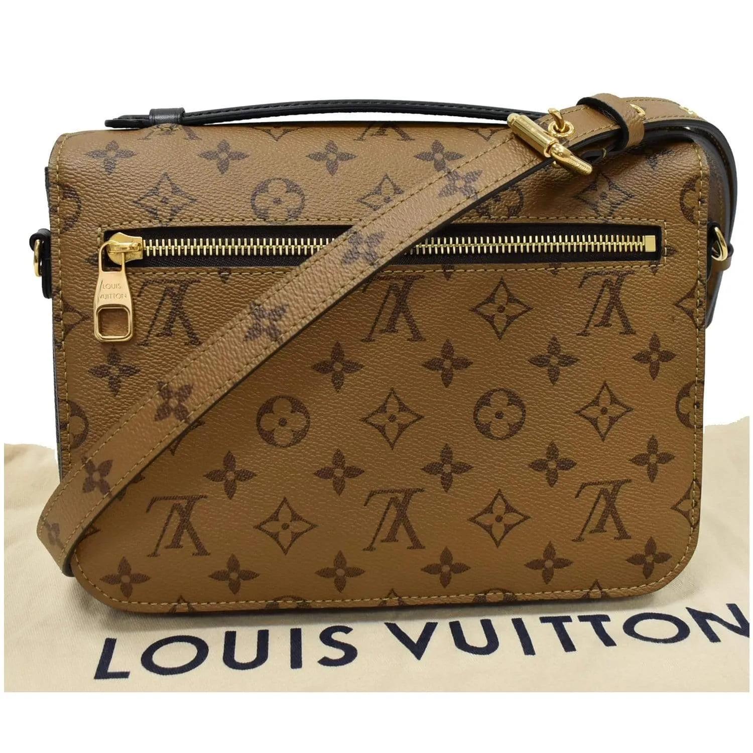 LOUIS VUITTON Metis Pochette Reverse Monogram Canvas Crossbody Bag Brown