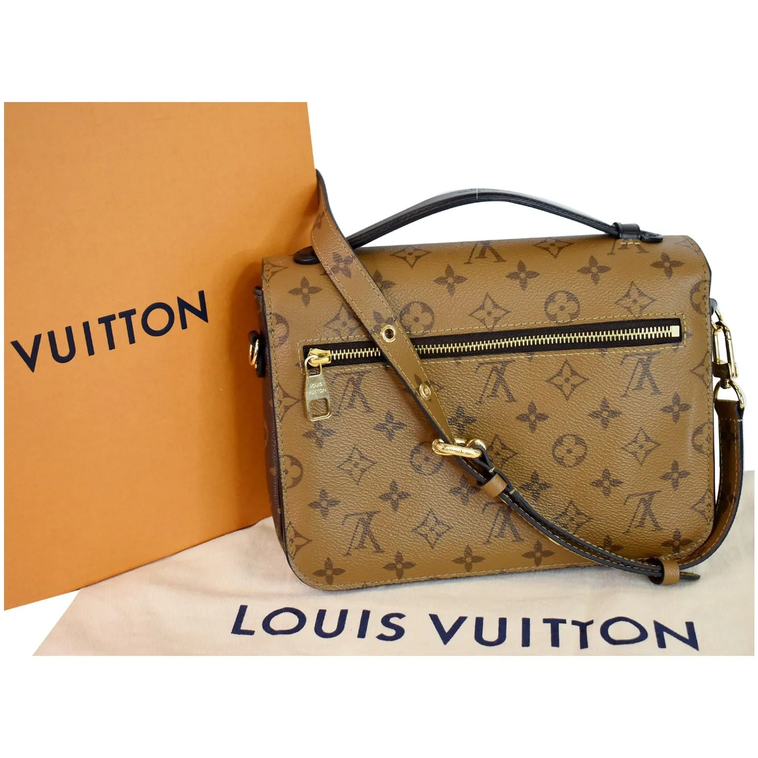 LOUIS VUITTON Metis Pochette Reverse Monogram Canvas Crossbody Bag Brown