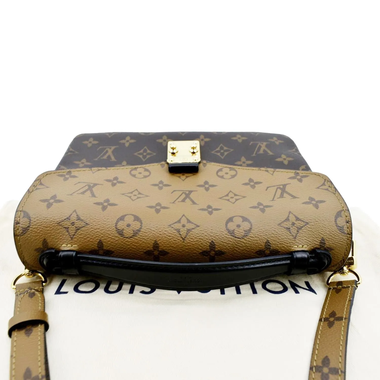 LOUIS VUITTON Metis Pochette Reverse Monogram Canvas Crossbody Bag Brown