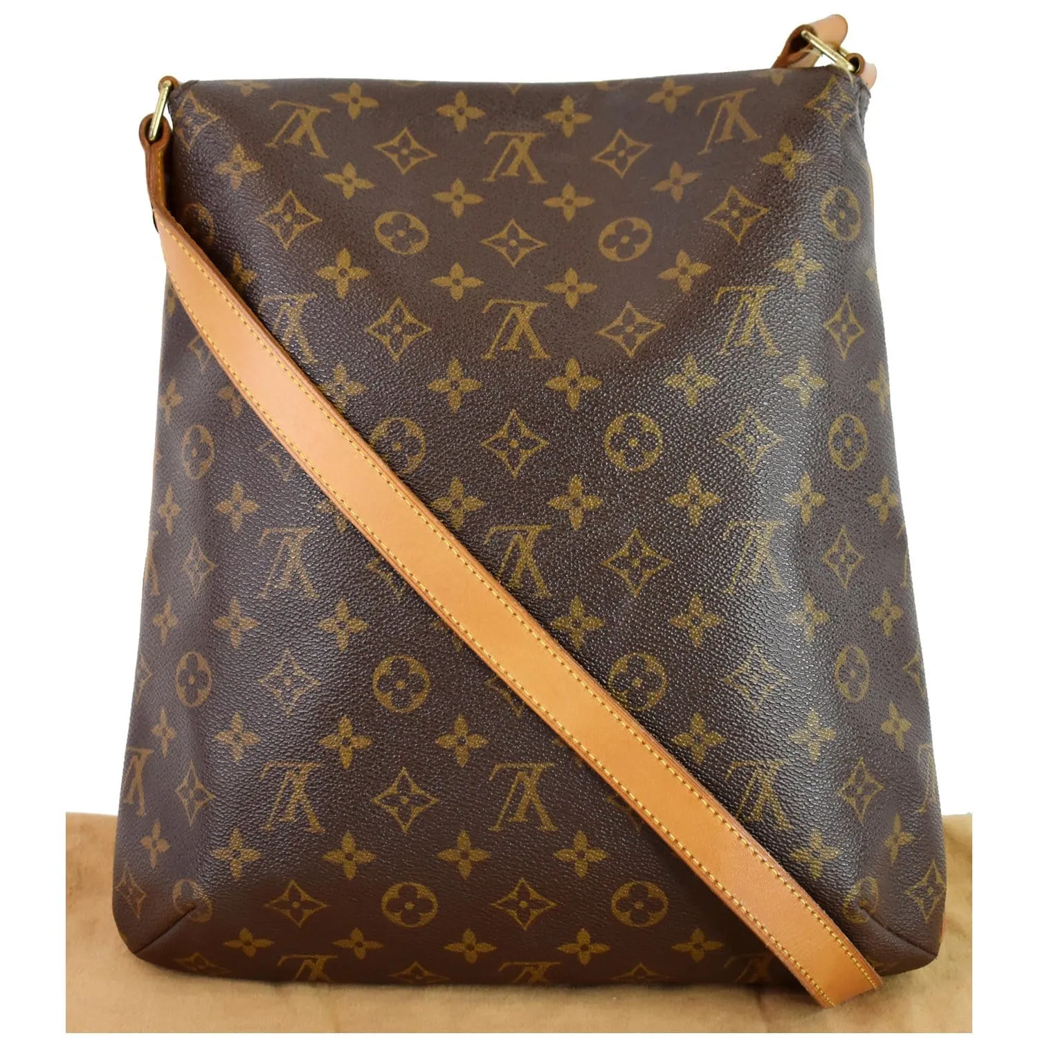LOUIS VUITTON Musette Large Monogram Canvas Crossbody Bag Brown