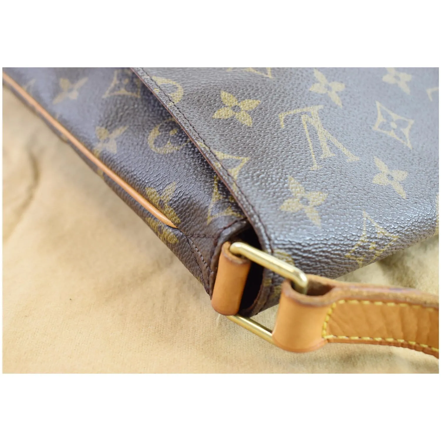 LOUIS VUITTON Musette Large Monogram Canvas Crossbody Bag Brown