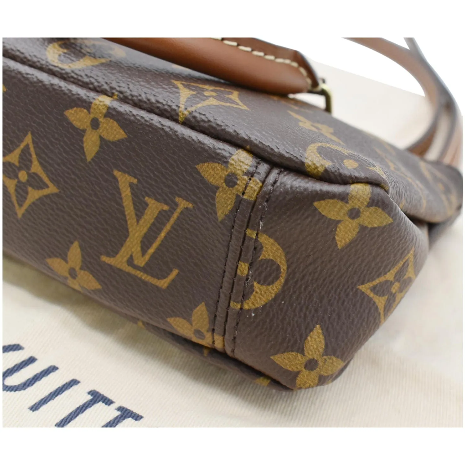 LOUIS VUITTON Nano Pallas Monogram Canvas Crossbody Bag Brown