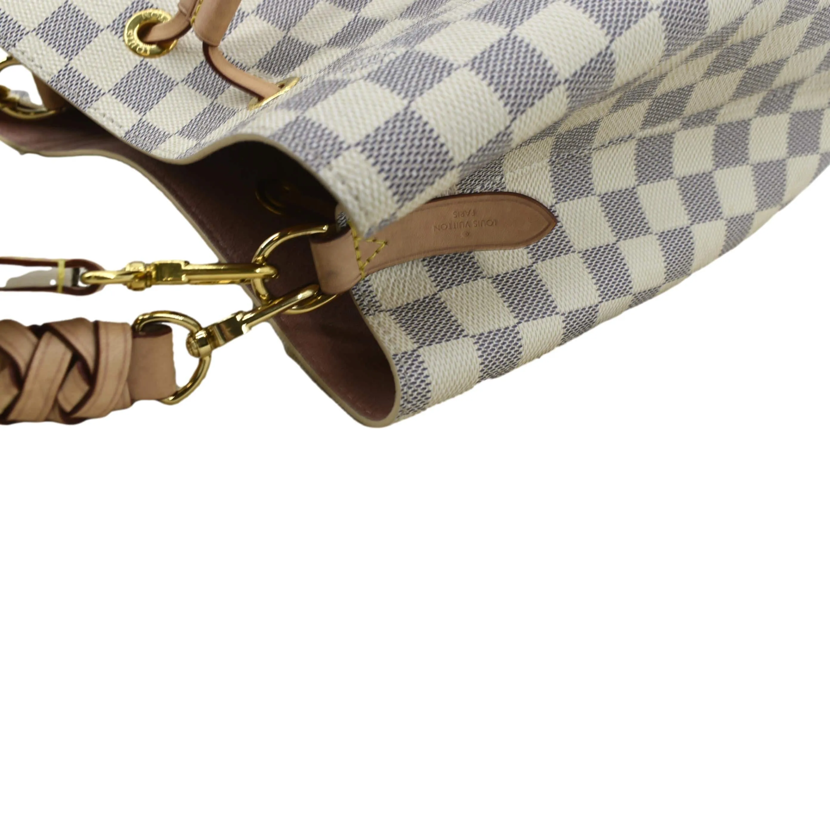 LOUIS VUITTON Neonoe Braided Handle Damier Azur Crossbody Bag White