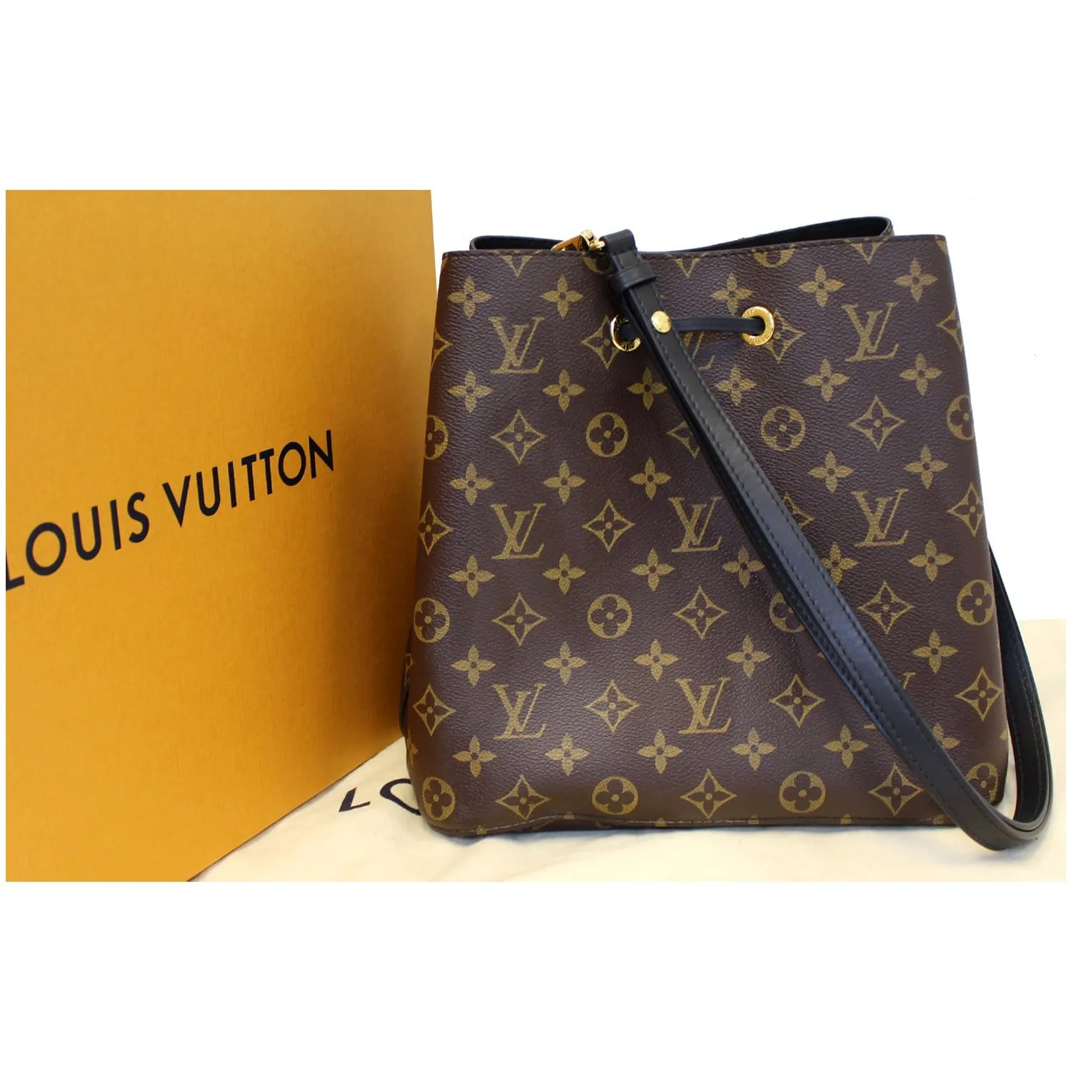 LOUIS VUITTON Neonoe Monogram Canvas Shoulder Bag Black