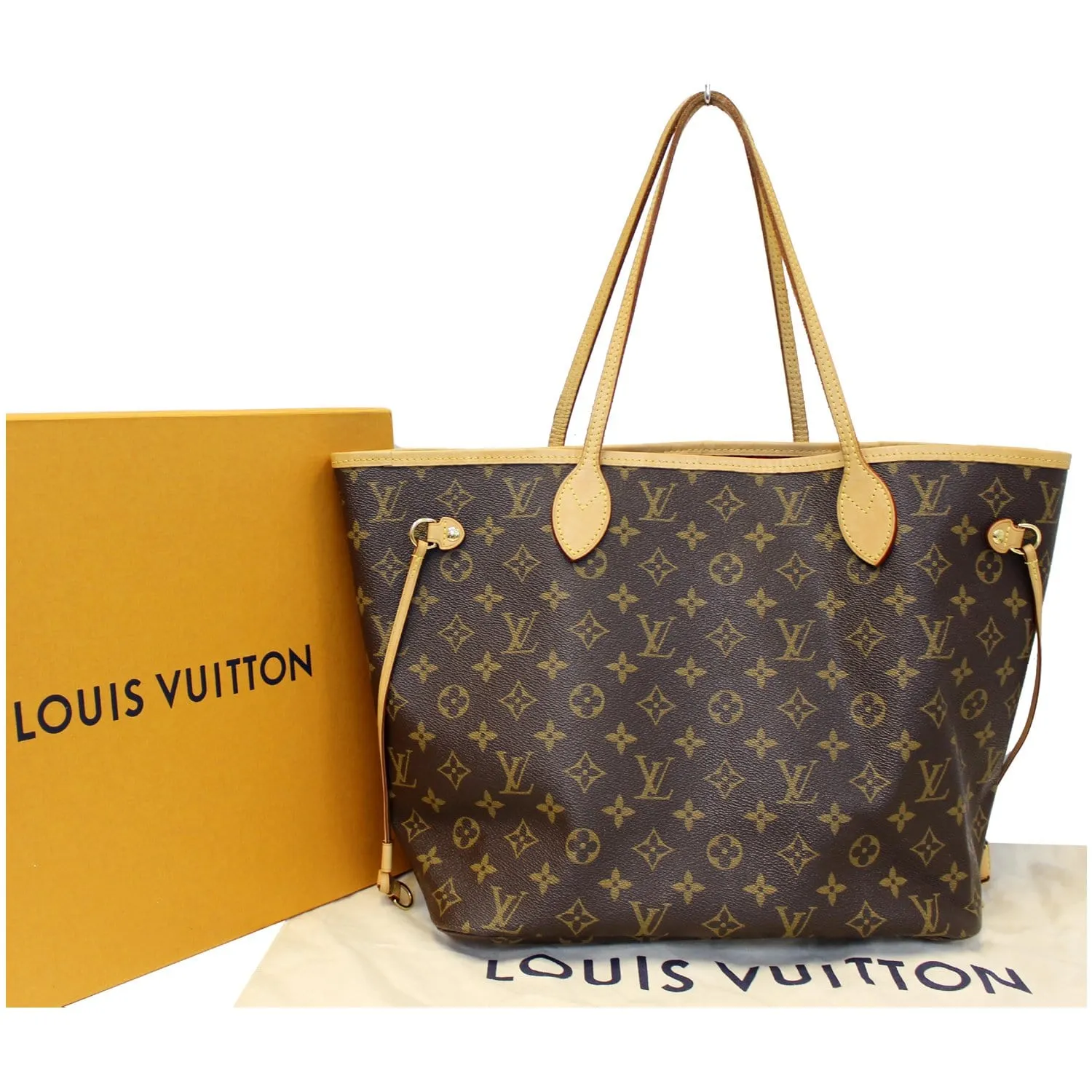 LOUIS VUITTON Neverfull MM Monogram Canvas Tote Shoulder Bag Brown
