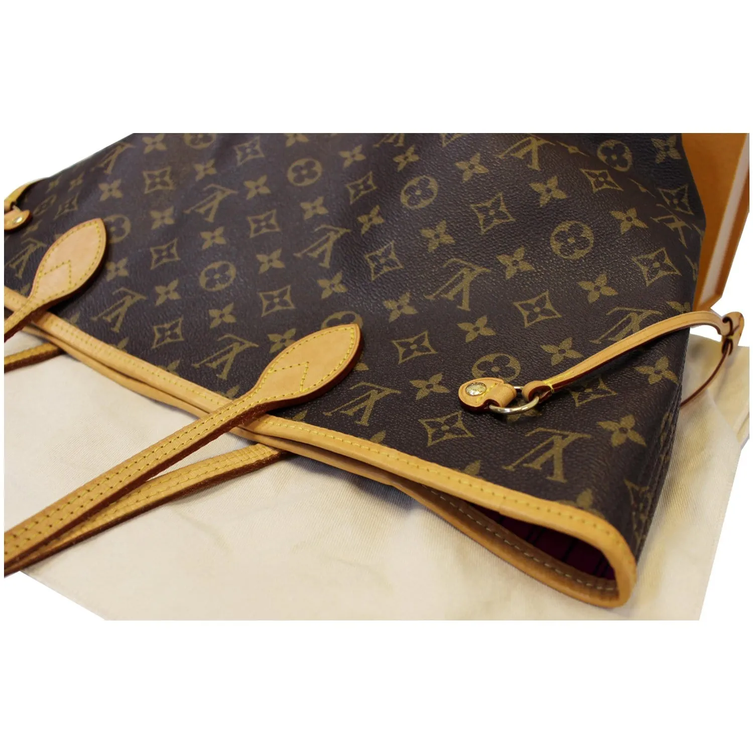 LOUIS VUITTON Neverfull MM Monogram Canvas Tote Shoulder Bag Brown