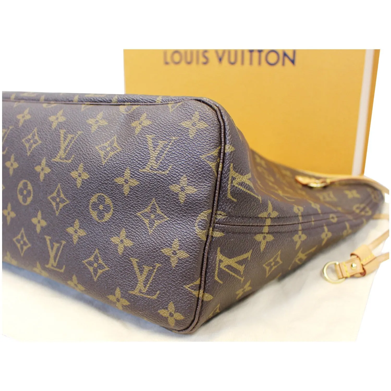 LOUIS VUITTON Neverfull MM Monogram Canvas Tote Shoulder Bag Brown