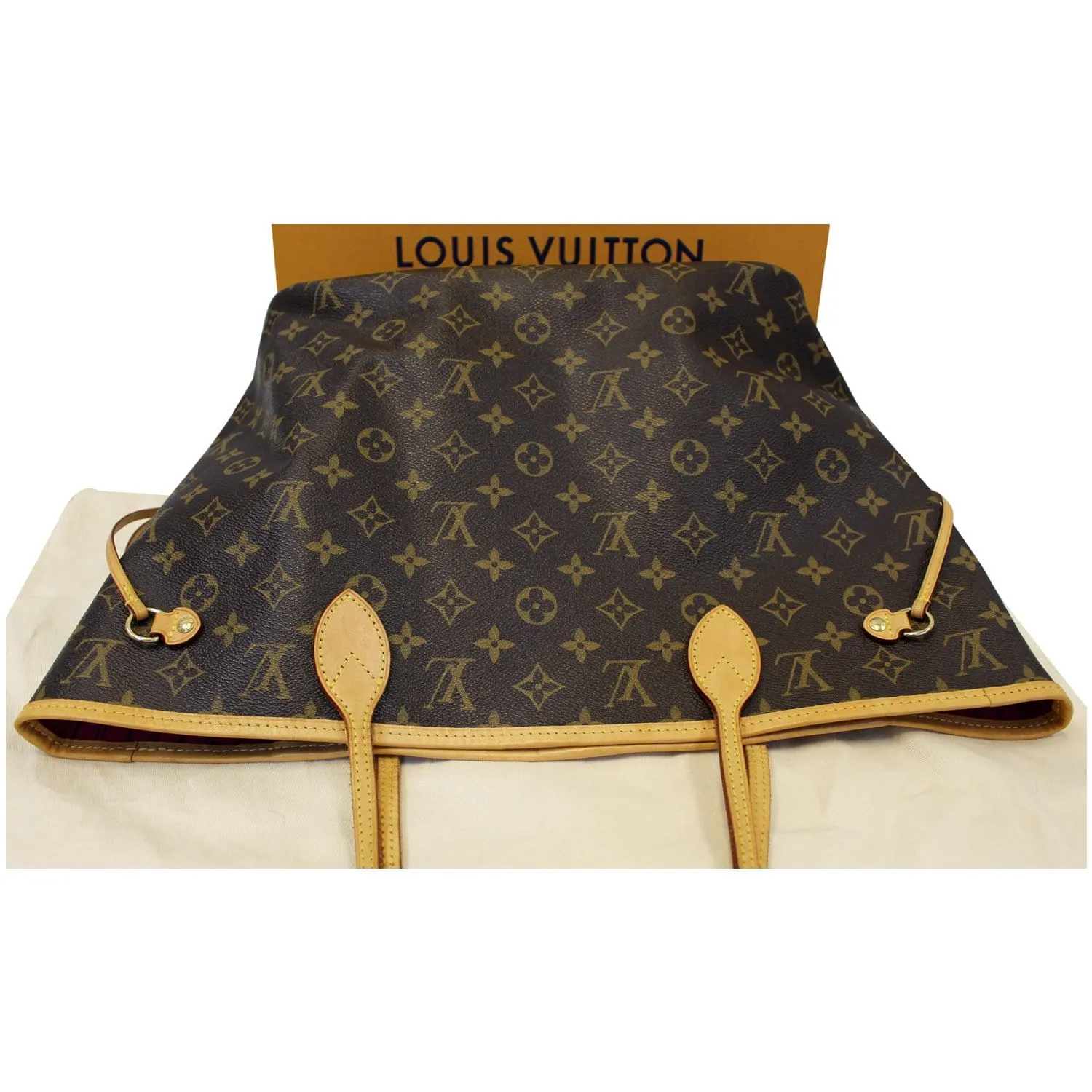 LOUIS VUITTON Neverfull MM Monogram Canvas Tote Shoulder Bag Brown