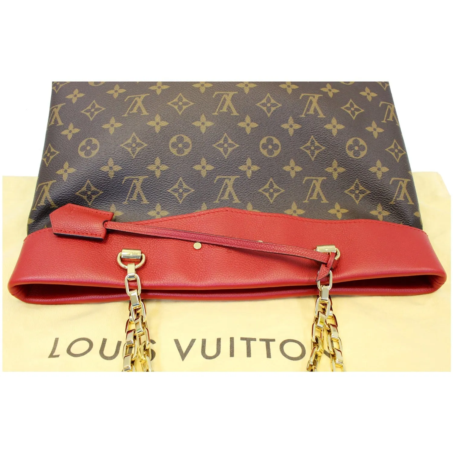 LOUIS VUITTON Pallas Chain Shopper Bag Monogram Canvas Cherry