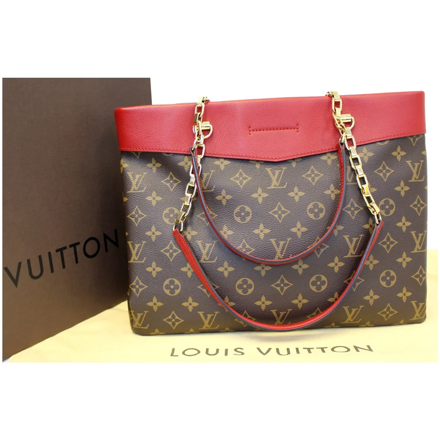 LOUIS VUITTON Pallas Chain Shopper Bag Monogram Canvas Cherry