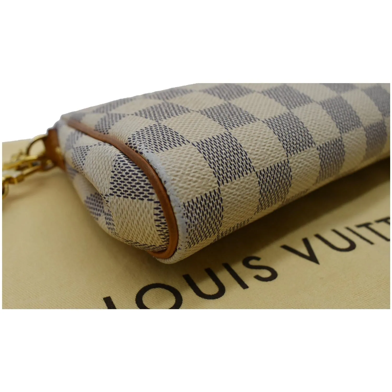 LOUIS VUITTON Pochette Eva Damier Azur Clutch Crossbody Bag White