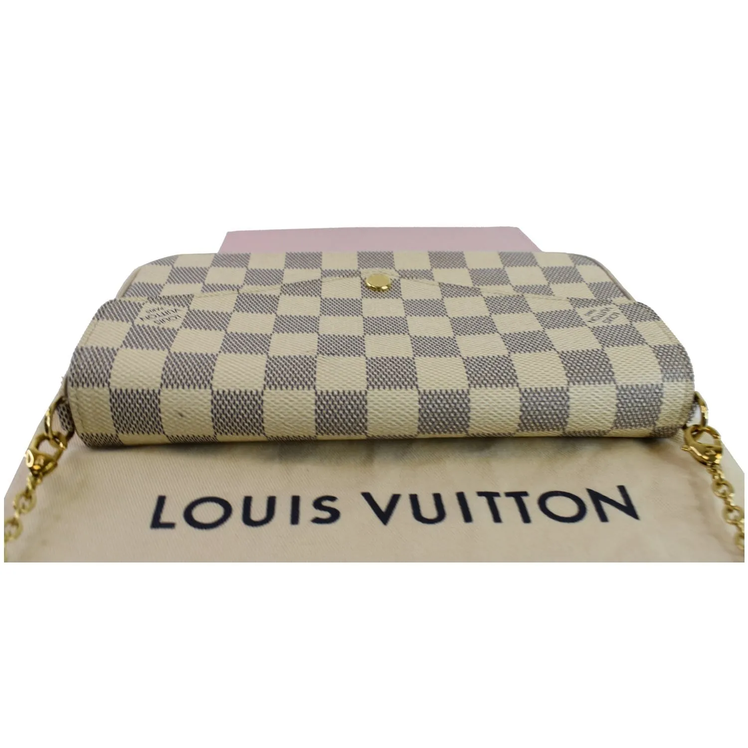 LOUIS VUITTON Pochette Felicie Damier Azur Crossbody Bag White