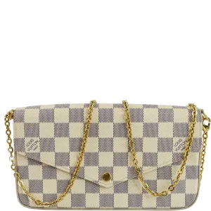 LOUIS VUITTON Pochette Felicie Damier Azur Crossbody Bag White