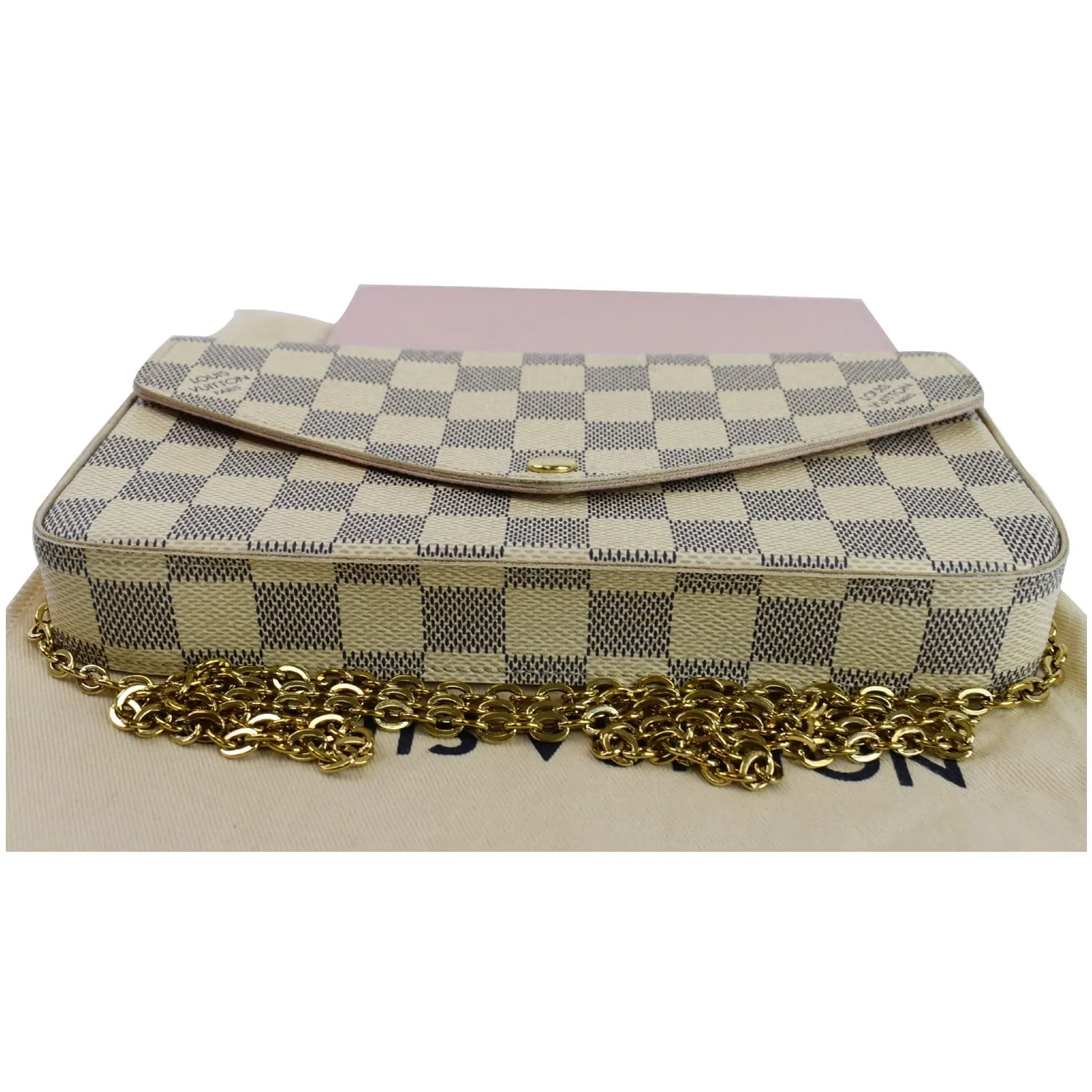 LOUIS VUITTON Pochette Felicie Damier Azur Crossbody Bag White