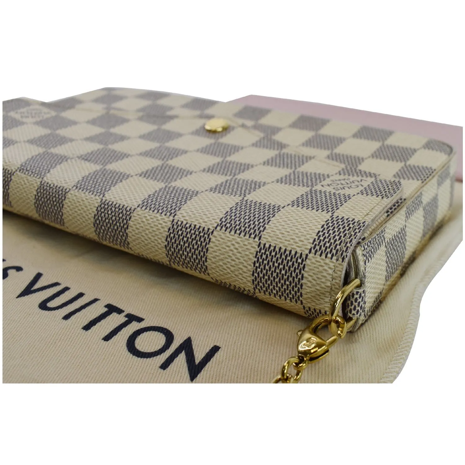 LOUIS VUITTON Pochette Felicie Damier Azur Crossbody Bag White