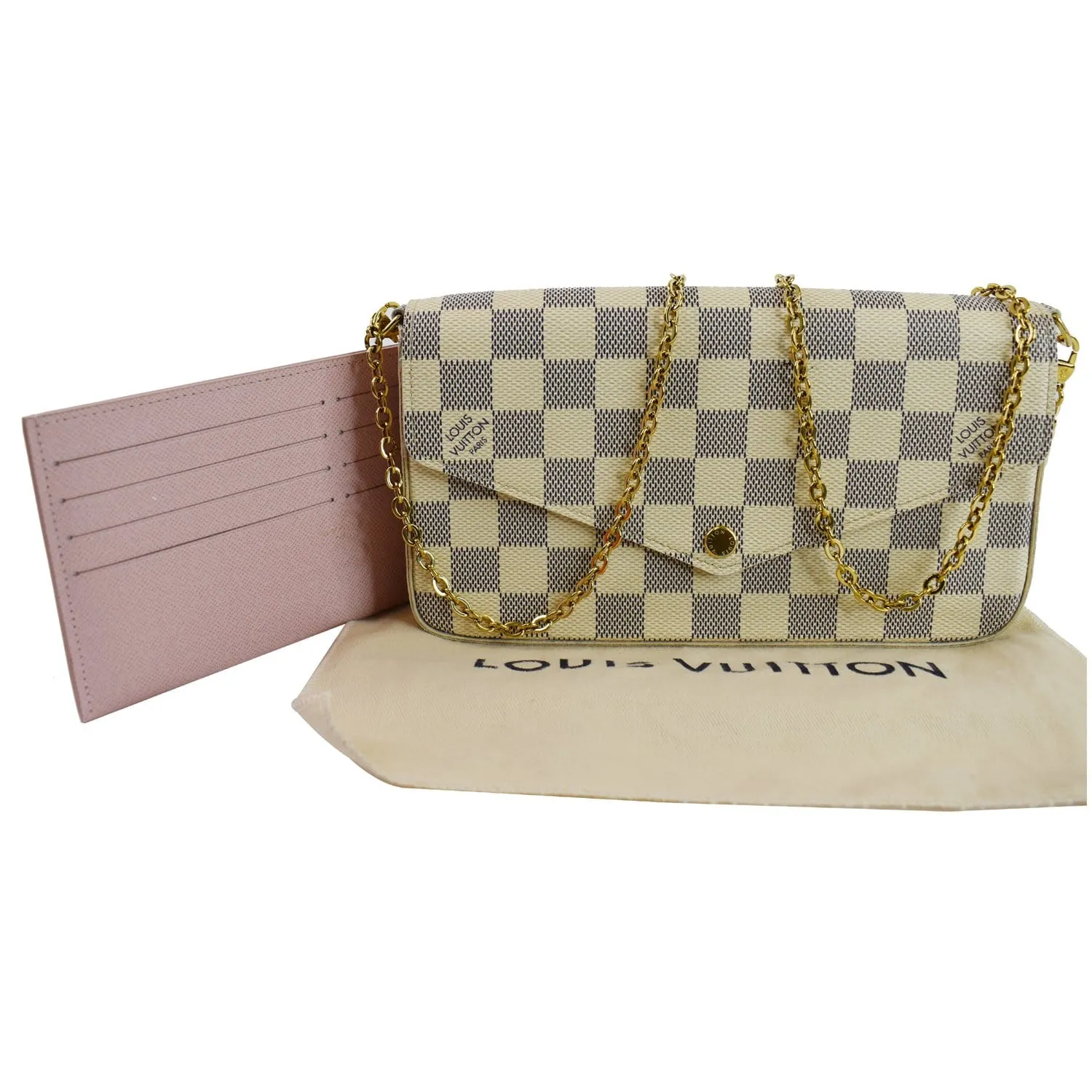 LOUIS VUITTON Pochette Felicie Damier Azur Crossbody Bag White