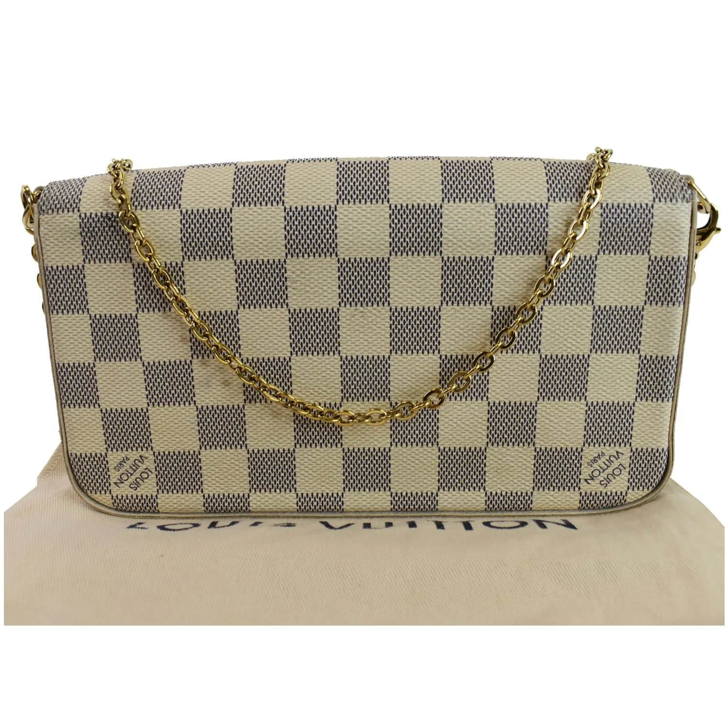 LOUIS VUITTON Pochette Felicie Damier Azur Crossbody Bag White