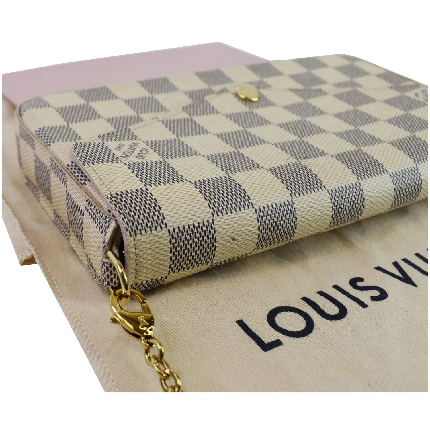 LOUIS VUITTON Pochette Felicie Damier Azur Crossbody Bag White