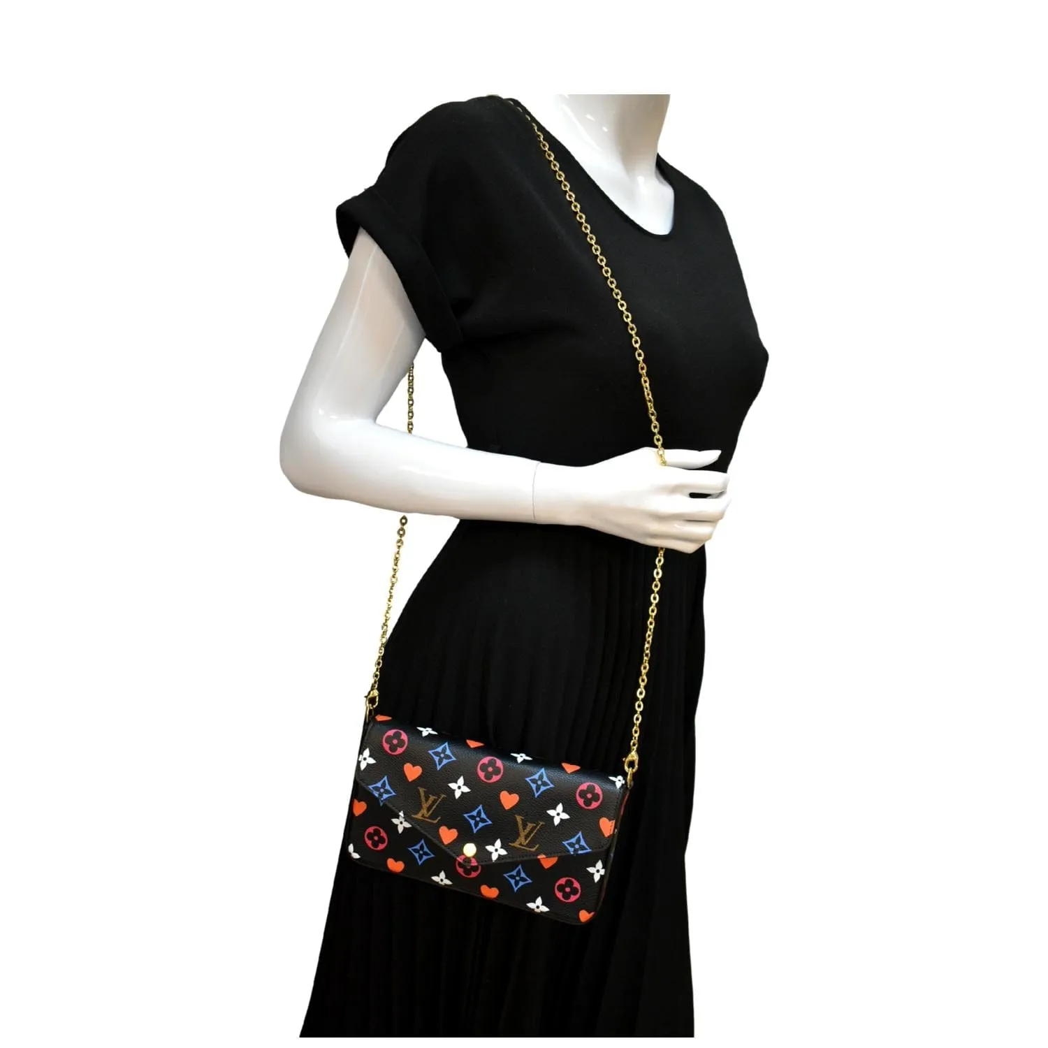 LOUIS VUITTON Pochette Felicie Game On Canvas Crossbody Bag Multicolor