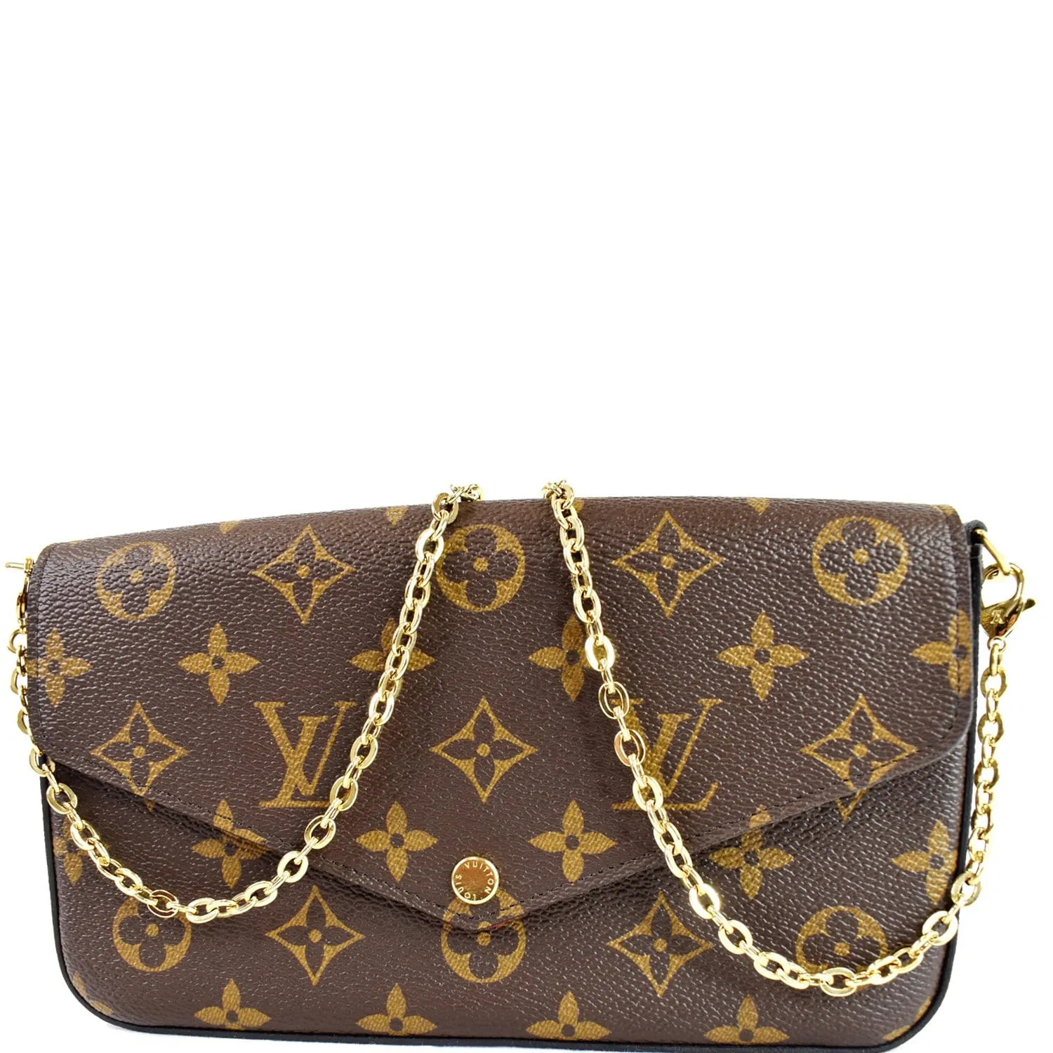 LOUIS VUITTON Pochette Felicie Monogram Canvas Crossbody Bag Brown