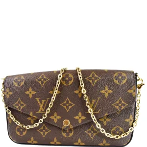 LOUIS VUITTON Pochette Felicie Monogram Canvas Crossbody Bag Brown