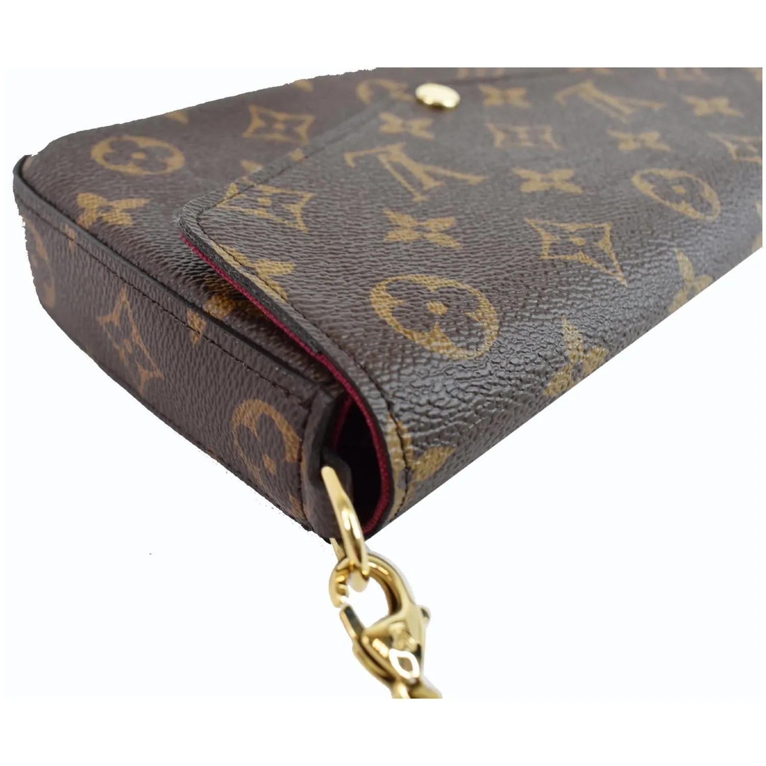 LOUIS VUITTON Pochette Felicie Monogram Canvas Crossbody Bag Brown