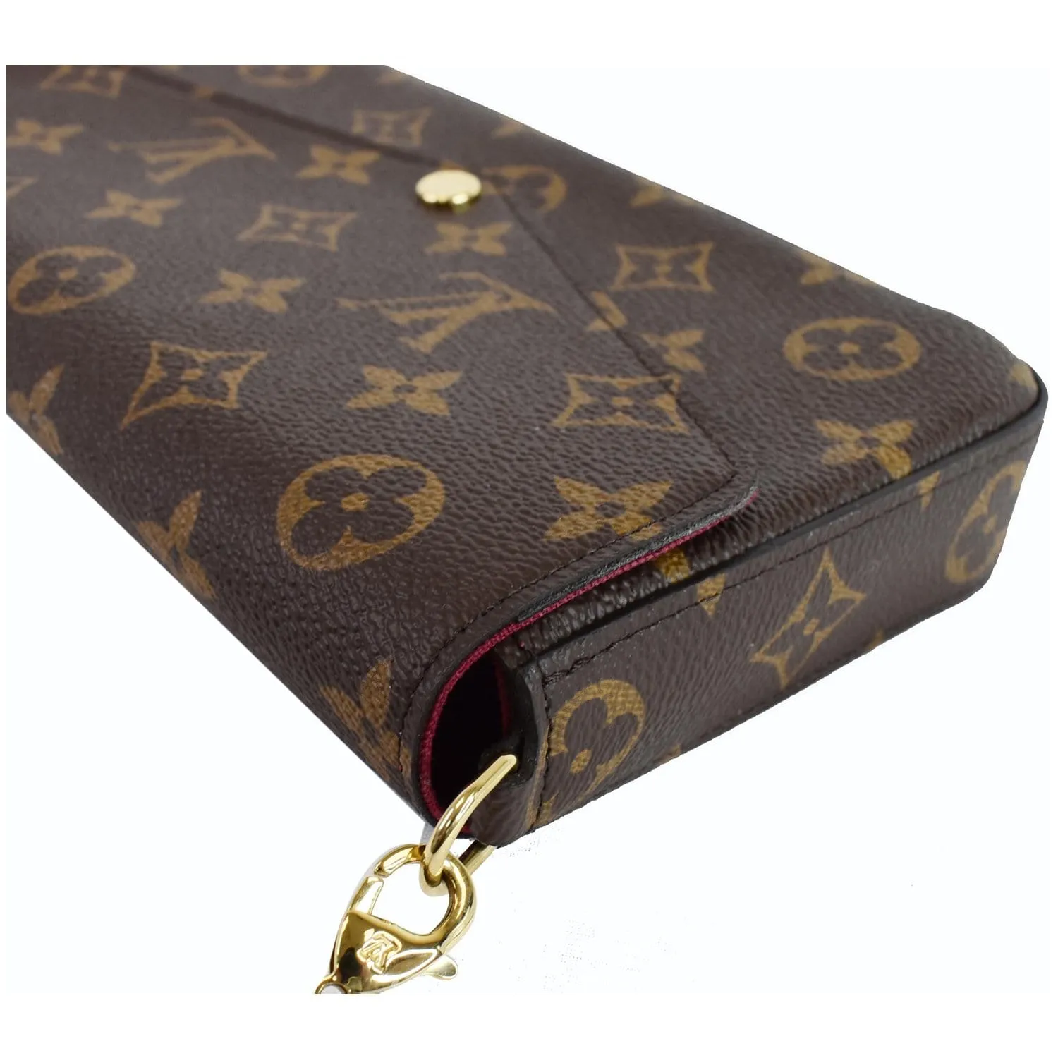 LOUIS VUITTON Pochette Felicie Monogram Canvas Crossbody Bag Brown
