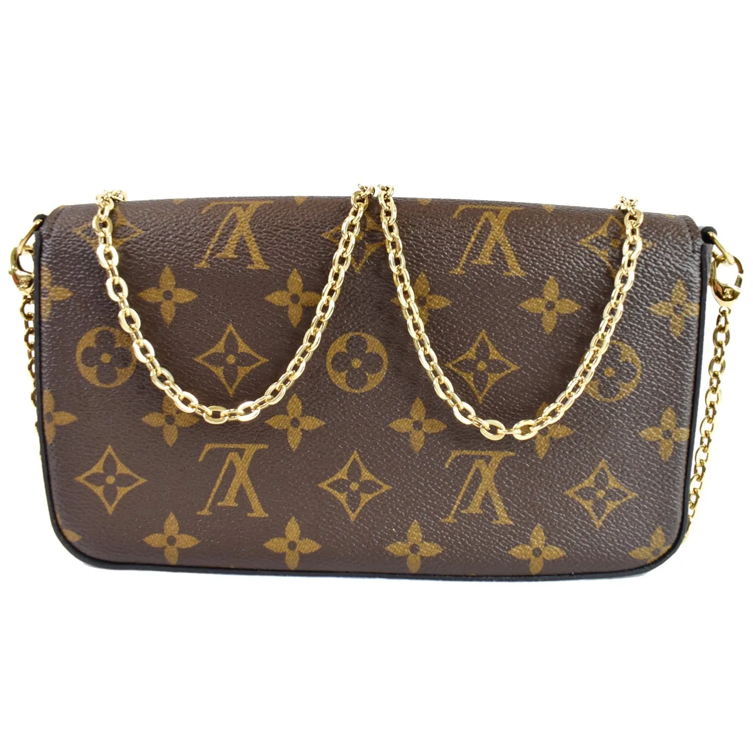 LOUIS VUITTON Pochette Felicie Monogram Canvas Crossbody Bag Brown