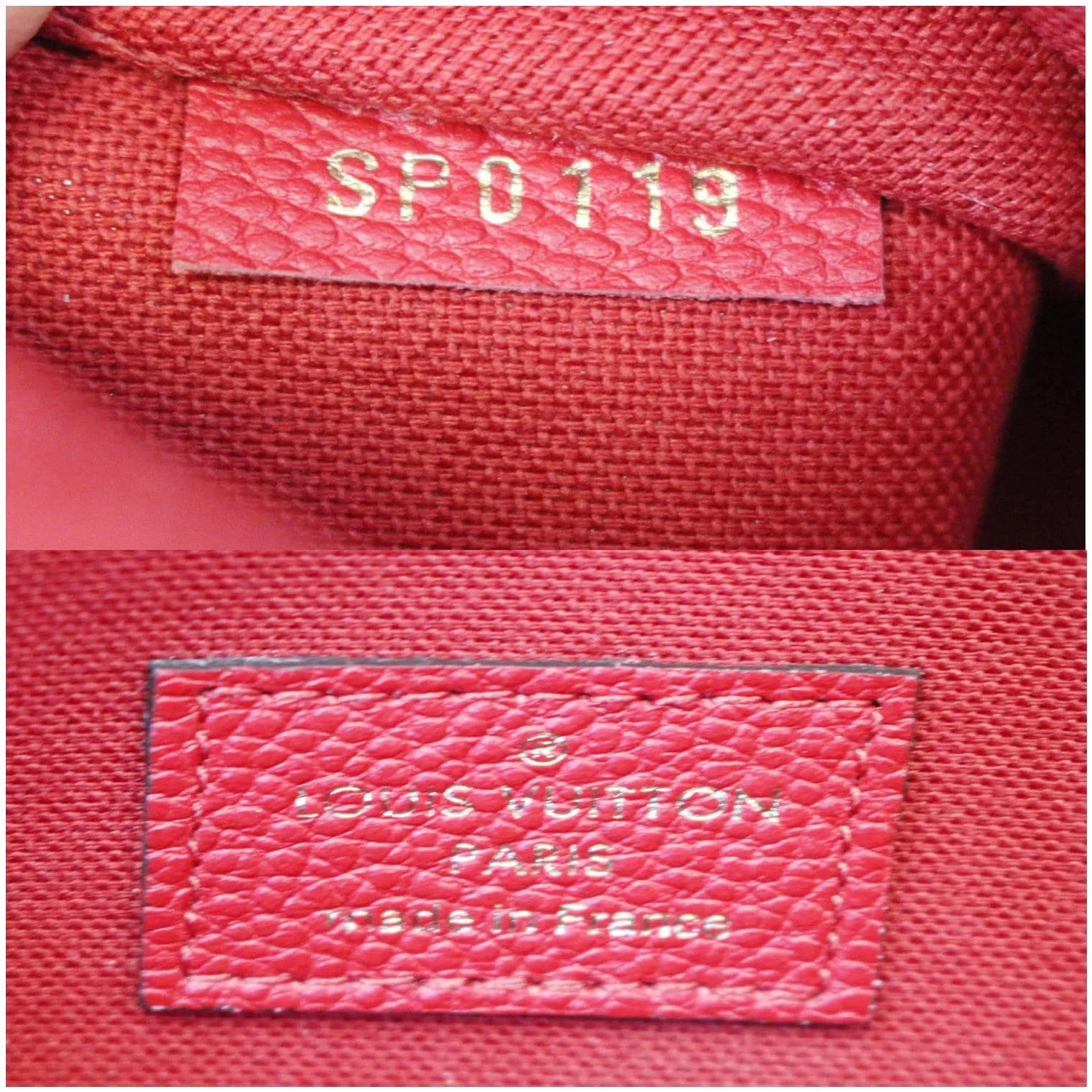 LOUIS VUITTON Pochette Felicie Monogram Empreinte Chain Wallet Red