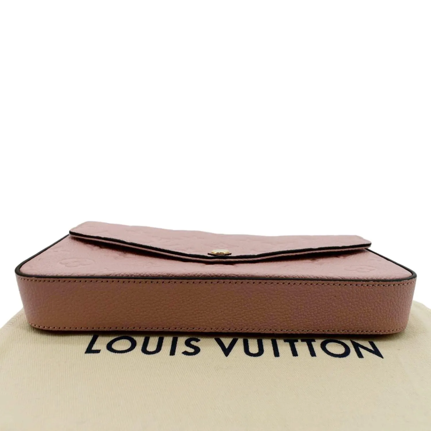 LOUIS VUITTON Pochette Felicie Monogram Empreinte Leather Chain Wallet Rose Poudre