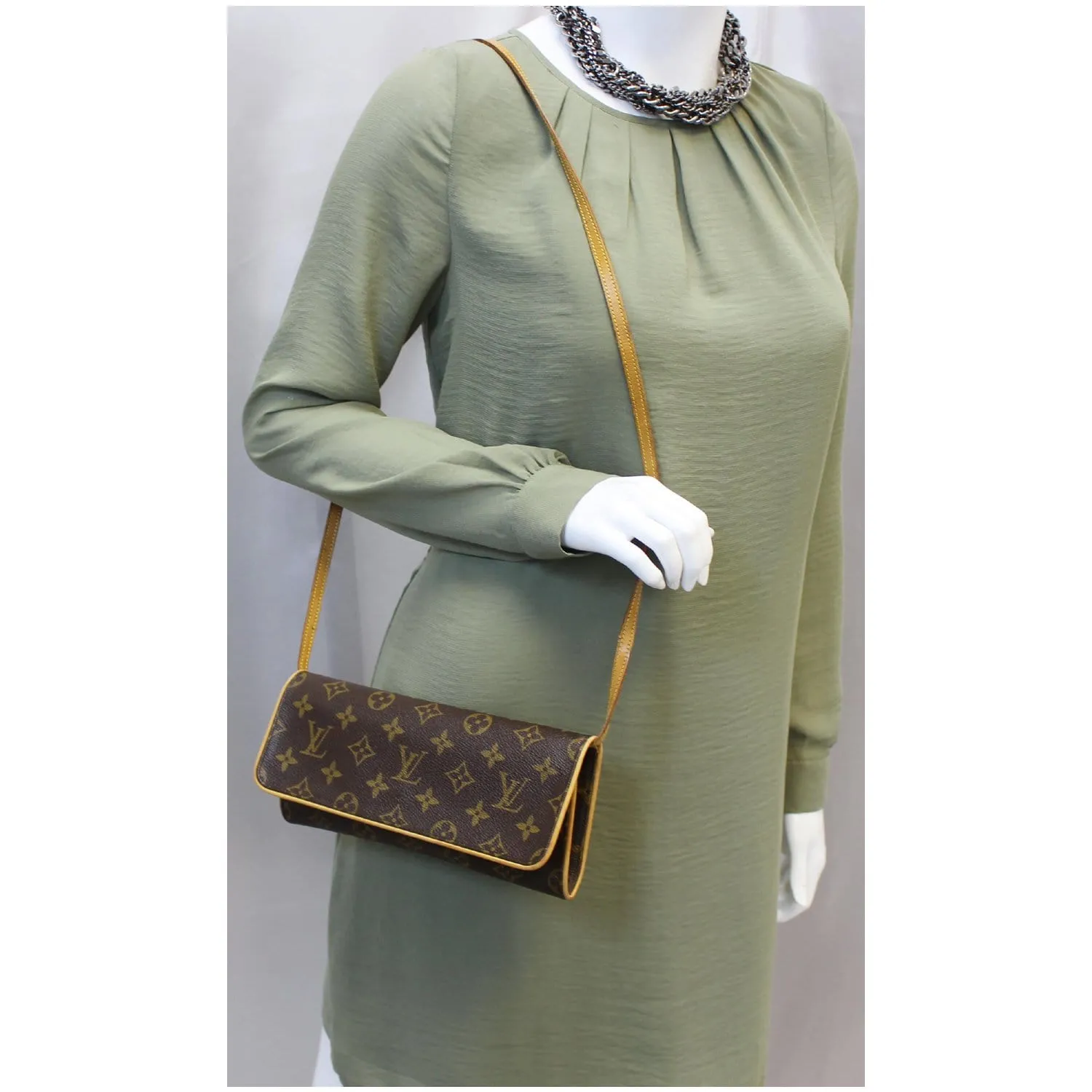LOUIS VUITTON Pochette Twin GM Monogram Canvas Shoulder Bag Brown