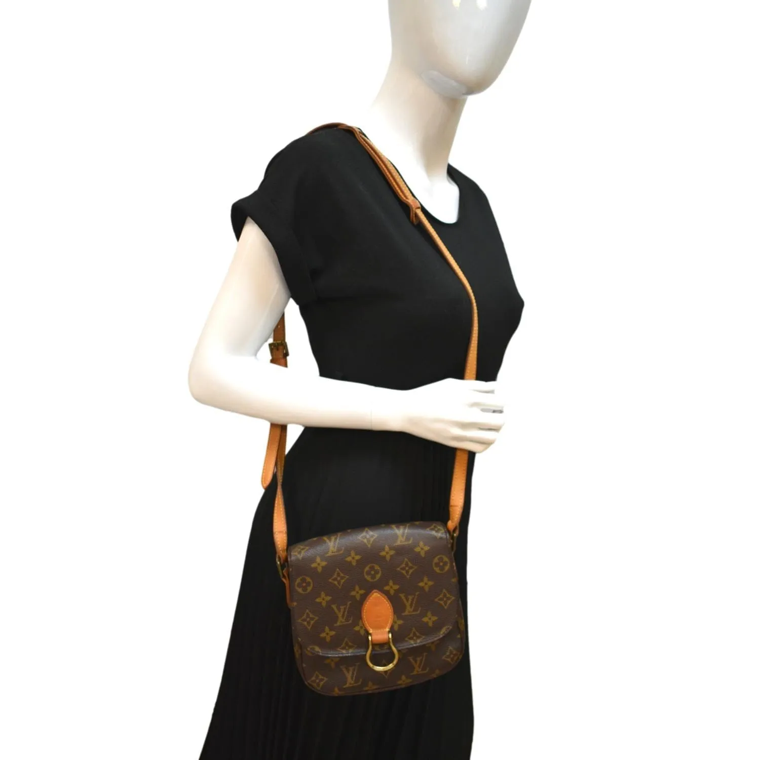 LOUIS VUITTON Saint Cloud MM Monogram Canvas Crossbody Bag Brown