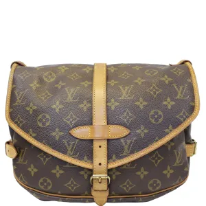 LOUIS VUITTON Saumur 30 Monogram Canvas Shoulder Bag Brown