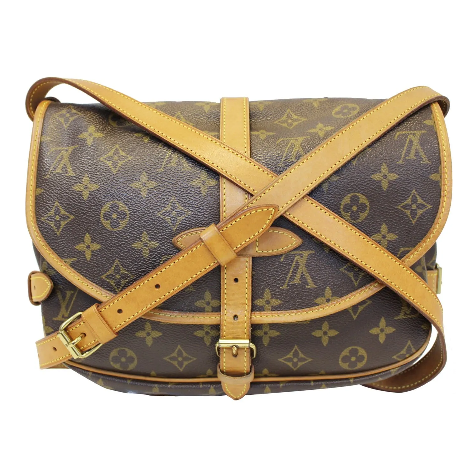 LOUIS VUITTON Saumur 30 Monogram Canvas Shoulder Bag Brown