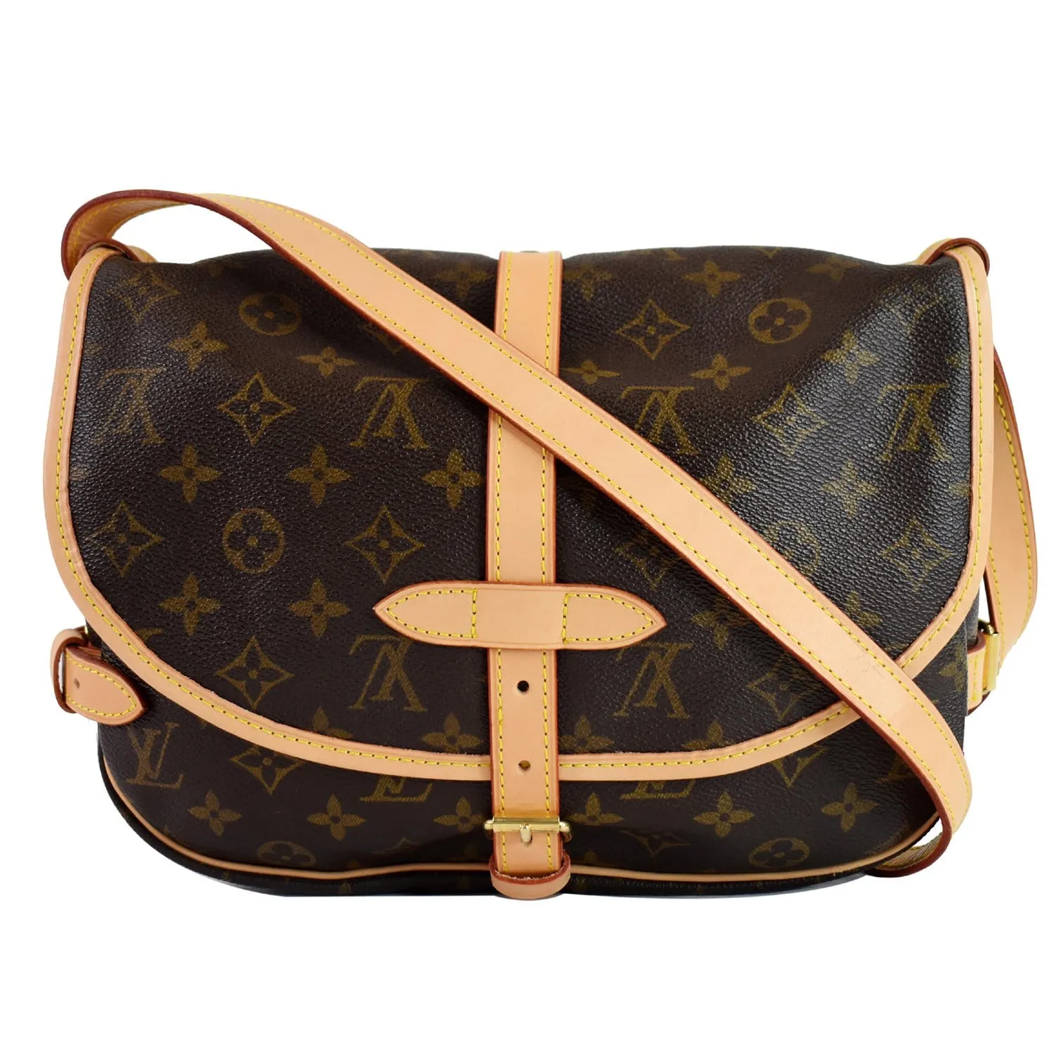 LOUIS VUITTON Saumur 30 Monogram Canvas Shoulder Bag Brown