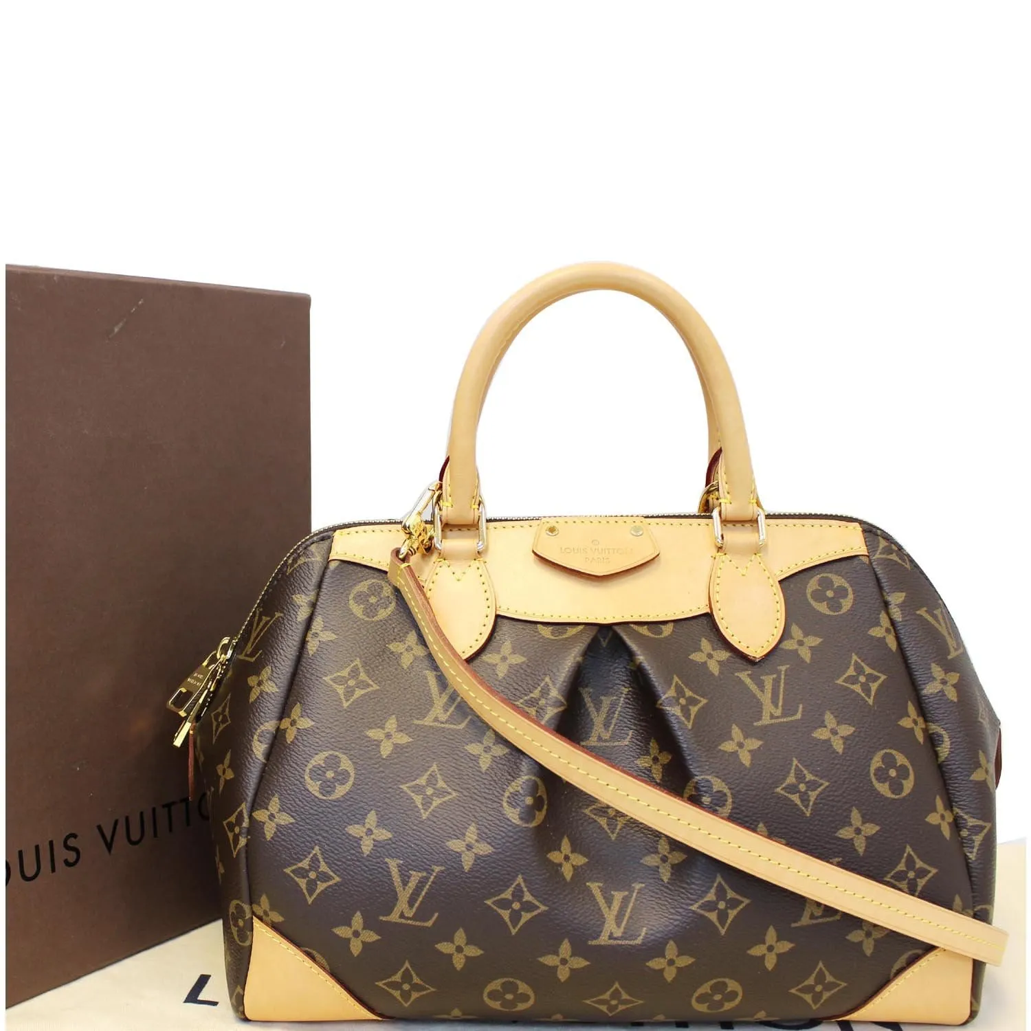 LOUIS VUITTON Segur Monogram Canvas Shoulder Handbag Brown