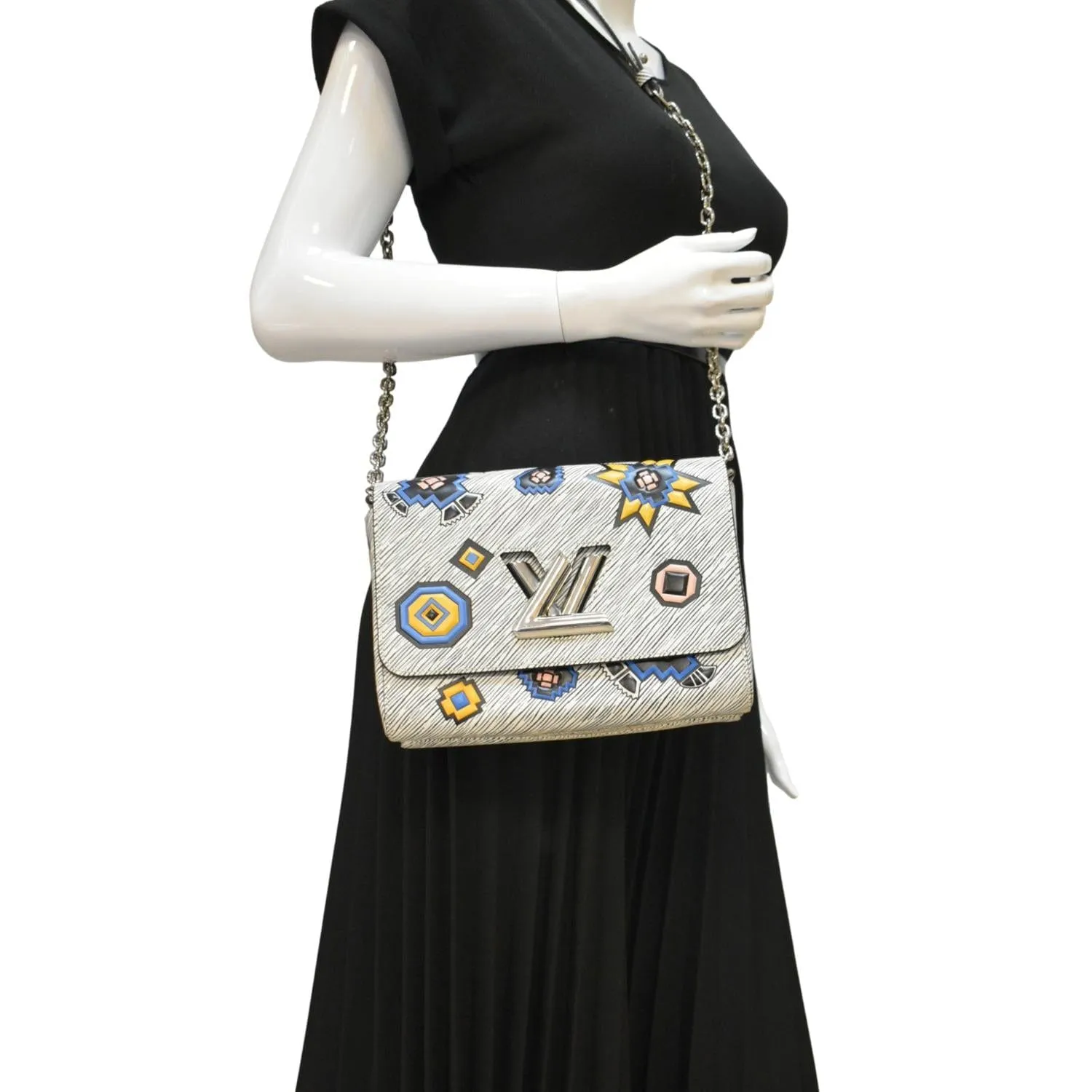 LOUIS VUITTON Twist Azteque MM Epi Leather Shoulder Bag White