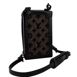 LOUIS VUITTON Vertical Soft Trunk Embroidered Crossbody Bag Black