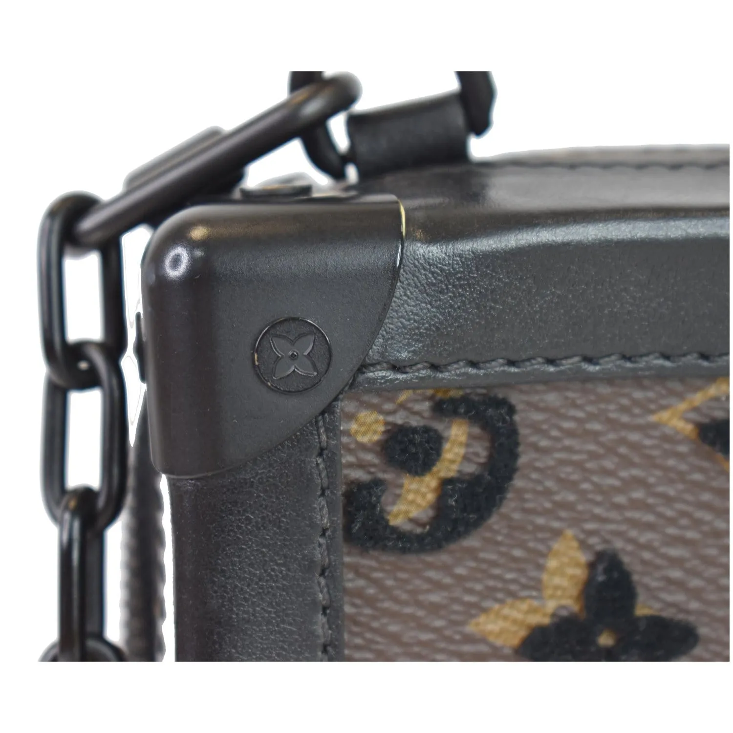 LOUIS VUITTON Vertical Soft Trunk Embroidered Crossbody Bag Black