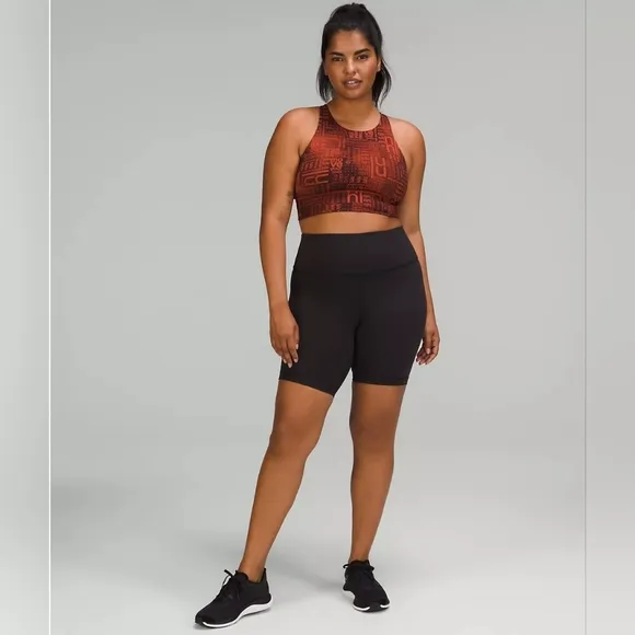 Lululemon Energy Bra, High Neck, Long Line,Sz. 8, Ombre Red Multi print, NWT