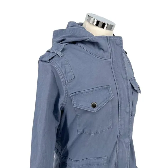 Market &amp; Spruce Hooded Utility Jacket Blue Size XS NWT