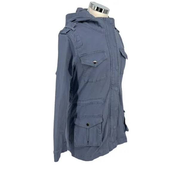 Market &amp; Spruce Hooded Utility Jacket Blue Size XS NWT