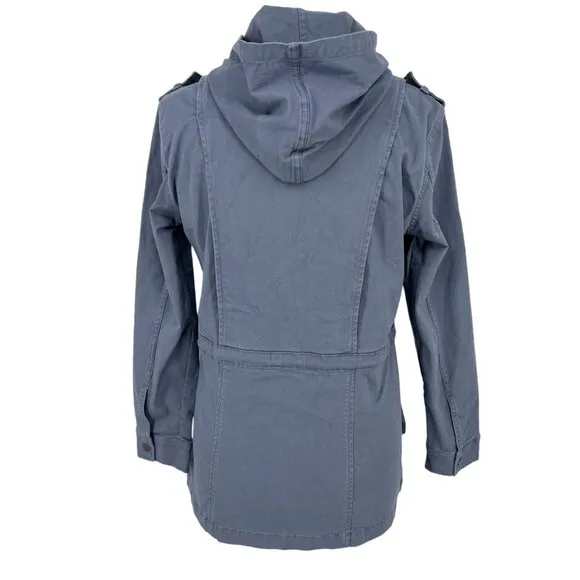 Market &amp; Spruce Hooded Utility Jacket Blue Size XS NWT